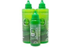 Avizor Unica Alvera | Solución con Aloe Vera para Lentes Blandas | Pack Viaje y Hogar 2x350ml + 100ml