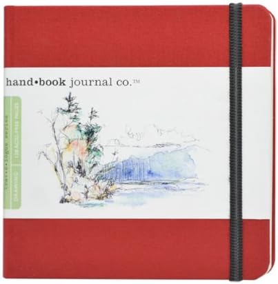 Speedball Drawing Journal Book 5.5 x 5.5" Square Vermilion Red, Art Sketch Paper For Pen, Ink, Pencil, Markers, For Adult, Kid
