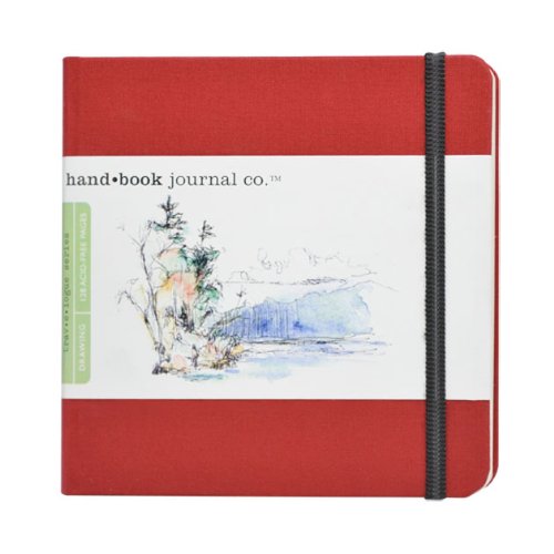 Speedball Drawing Journal Book 5.5 x 5.5" Square Vermilion Red, Art Sketch Paper For Pen, Ink, Pencil, Markers, For Adult, Kid