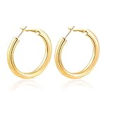  Pendientes de aro redondos para mujer, oro de 9 quilates, 38 mm, pendientes de moda para niñas.