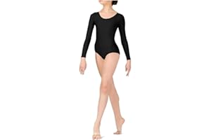 BODYWEAR LTD - Maillot de manga larga para niñas, nailon brillante, ajuste cómodo, ropa de rendimiento, esencial para clase de baile, ballet, gimnasia, baile, escuela, ropa deportiva