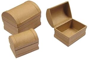 MAJOR BRUSHES 3er Set Mini Pappmaché Schatz Truhen Box Serviettentechnik Dekorations Handwerk