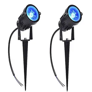 DMak LED Outdoor Garden Spot and Spike 3W IP65, Blue, with 1 Year Warranty, Aluminium Body (3Watt) - Set of 2 | Garden Lights | | 3w Garden Light |