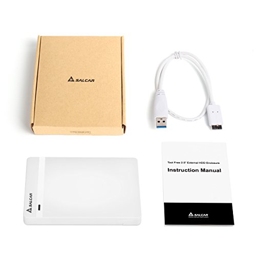 Salcar 2,5 Zoll USB 3.0 HDD SDD Festplattengehäuse, Case, Adapter, Tasche für 9,5 mm 7 mm 2,5″ SATA HDD und SSD mit USB 3.0 Kabel werkzeuglos Unterstützung UASP (Weiß) - 7