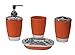 Produktbild Badezimmer-Set mit Seifenschale, Seifenspender und Zahnbürstenhalter, 4er-Set, verschiedene Farben und Muster Orange