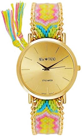 QHY Golden Fall Chain Band Quartz Analog Wrist Watch (Assorted Colors), Green