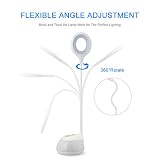 HIHIGOU Bunte Dimmbare Schreibtischlampe LED Tischlampe 3 Helligkeitsstufen (Lesen, Lern, Entspannung ) Flexibles Arm Touchfeldbedienung menit USB-Anschluss modern tischleuchte LED (weiß) - 5