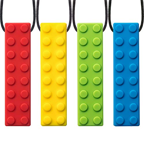 4 Pezzi Masticazione Collana Masticabile per Ragazzi e Ragazze, Dentizione Silicone Masticare Pendenti Collana per la Mamma da Indossare, 4 Colori (Stile C)
