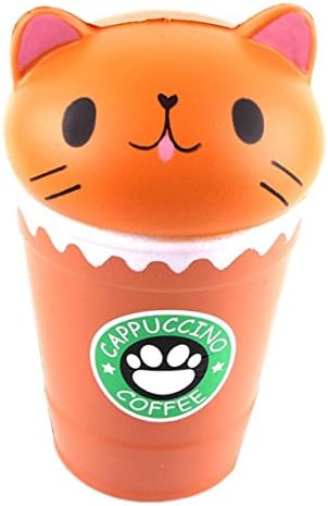 Pressure Squeezer Toys,Amphia Elastic Environmentally PU Coffee Cup Cat Squeezer, Squishy Stress Relief Super Slow Rising Gift for Kids And Adult