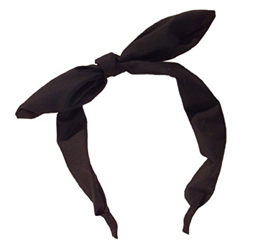 New Wide Ribbon Bowknot Alice Headband Wire Bendy Bow - Black