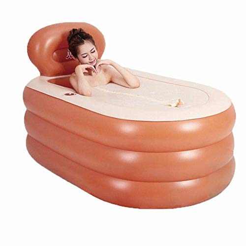 Preisvergleich Produktbild Badewannen, Erwachsene Aufblasbares, Padded Warm Bottom Cotton Inflatable Pool, Kunststoff-Fass Folding Tub-Brown, 150 * 90 * 85
