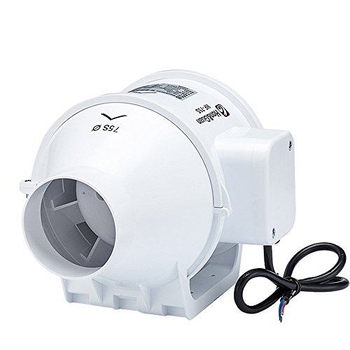Preisvergleich Produktbild Hon&Guan Abluftventilator Hochleistungs Inline Rohrventilator Mischstrom Lüftungsanlage Abluft für Zimmer Badezimmer Küche (ø75mm mit timer)