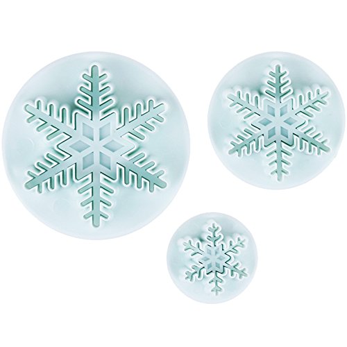 Anpro Schneeflocken Mould Ausstecher 3- teiliges Dekorieren Fondant Prägewerkzeug Groß Schneeflocke Plunger Kuchen Cutter