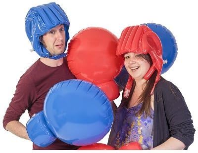 Giant Inflatable Boxing Match Game Toy Set Gloves & Head Guards - These over-sized inflatable boxing gloves are perfect for injury-free play fights.
