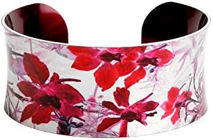 Handmade Cuff Bracelet - Wild Meadow Crimson - Aluminium Jewellery - 10th Wedding Anniversary Gift for Her - CB13