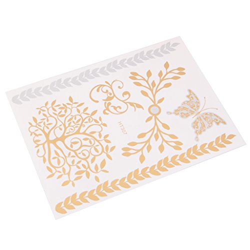 Mode Braut Haar Tattoos Temporaere Dekorative Aufkleber Gold Silber ht307 - 7