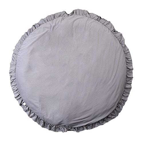 Preisvergleich Produktbild Hualieli Kinder Baby Spielmatte, einfarbig, Spitze, Krabbeldecke, rund, für Karren, Klimatisierter Teppich, Zelt, Bett, Volant, Dekoration hellgrau