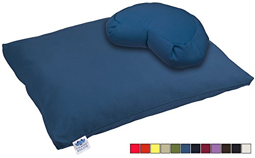 CalmingBreath Natural, Eco-Friendly Large Crescent Zafu Meditation Cushion and Zabuton Mat Set (Twilight)