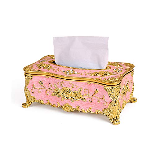 Preisvergleich Produktbild SWECOMZE Rechteckige Kosmetiktücherbox Luxuriöser europäischer Stil Taschentuchbox für Zuhause / Büro / Auto (Pink 2)