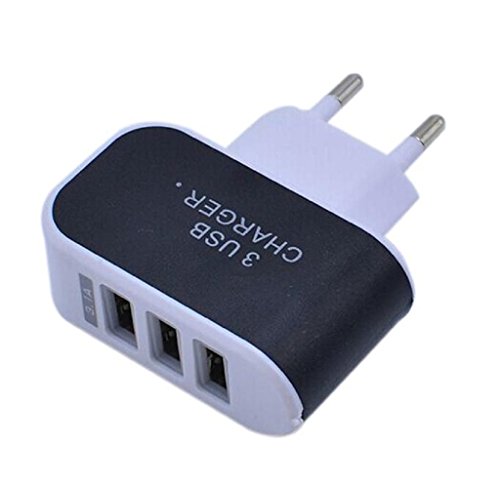HARRYSTORE 3.1A Triple USB Port Wall Home Reise AC Ladegerät Adapter für EU Plug (Schwarz)