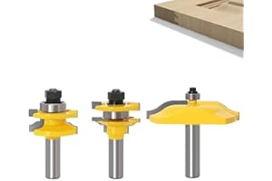 APLUS Juego de 3 brocas de ranura de lengua, riel Ogee de vástago de 1,27 cm y juego de brocas de panel elevado Ogee, cortador de fresado de madera, herramienta de carpintería