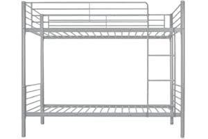 HOGAR24 ES - Sam - Letto a castello rinforzato completo di ringhiera e scala metallica, pratico e funzionale, colore grigio, 90 x 190 cm