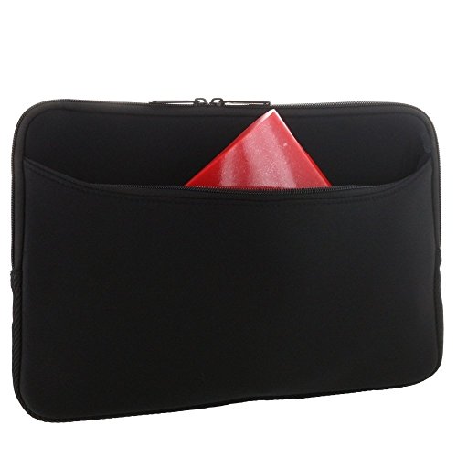 XiRRiX Premium Laptoptasche Neopren für 11 11,6 12 Zoll (28 30 32 cm) Laptop 2in1 Notebook – Notebookhülle mit Zubehörfach – Tasche schwarz - 3