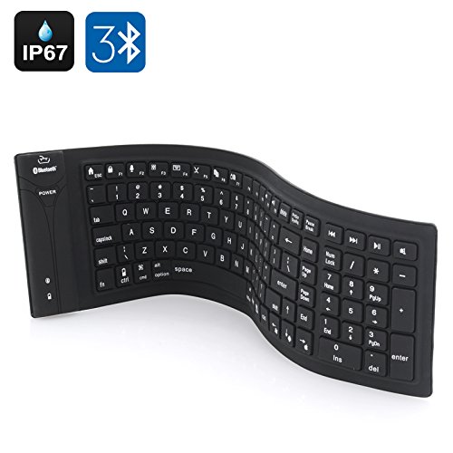 BW IP67 - Teclado Bluetooth Compatible con PC, Mac, Android + iOS, Flexible, Plegable, de Silicona, Impermeable, a Prueba de Polvo y Suciedad