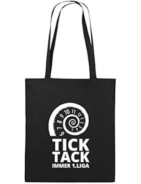 Comedy Bags - TICK TACK IMMER 1.LIGA - SPIRALE - Jutebeutel bedruckt, Baumwolltasche zwei lange Henkel aus 100...