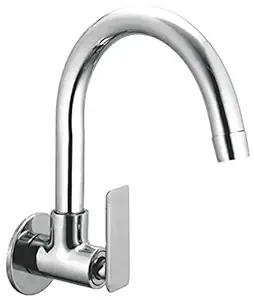 Oleanna Ogfsc Golf Brass Sink Tap with Swivel Casted Spout Wall Mounted Model (Silver, Chrome Finish)