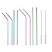 Produktbild F.lashes 10er Set Wiederverwendbare Edelstahl Strohhalme Farbige Bunte Metall Trinkhalme Umweltfreundliche Kunststoff Alternative Bürsten