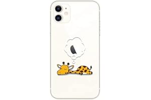 CrazyLemon Coque pour iPhone 12, Motif TPU Bumper Housse de Protection Transparente étui Téléphone - Girafe Rêveuse