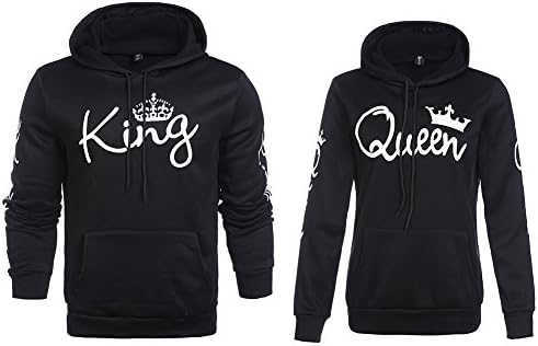 Grapes Garden Matching Couple Hoodies King Queen Long Sleeve Crown Printed Pullover Hooded Sweatshirts