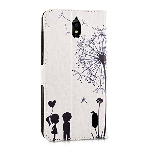 kwmobile HÃ¼lle fÃ¼r Huawei Y625 - Wallet Case Handy SchutzhÃ¼lle Kunstleder - Handycover KlapphÃ¼lle mit Kartenfach und StÃ¤nder Pusteblume Love Design Schwarz WeiÃŸ