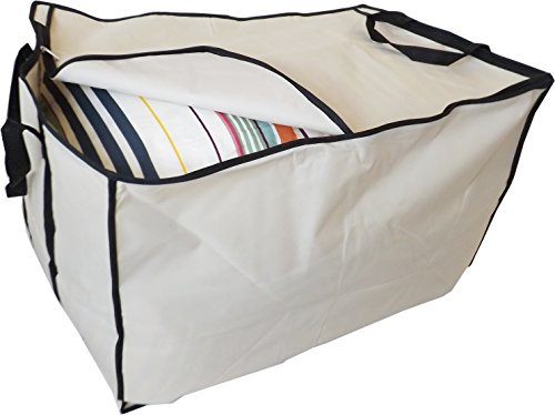 Neusu Strapazierfähige 150 Liter Betttasche mit verstärkten Griffen – Große Tasche Mit 150 Liter Kapazität (68cm x 47cm x 47cm) – Starkes 600-Denier-Polyestermaterial Mit 360-Grad-Handgriffe Mit Gesteppten Nähten – Lässt Sich Flach Zusammenlegen (Beige) - 3