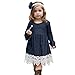 Produktbild Baby Mädchen Kleider,Sunday Kleinkind Mädchen Langarm Kleid Denim Spitzenkleid Lang Party Kleid Herbst Winter Kleidung Outfits