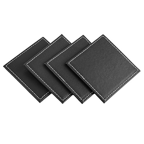 FOKOM 6er Untersetzer Untersatz Tasse Matte Coaster Cup Mat mit Halter-Schwarz - 2