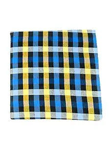 ATOOTFUSION PU Foam Memory Foam Square 4 Inch Thick Lightweight Cushion for Table Stool Back Seat Cushion Yoga Chair Pad for Indoor/Outdoor Home Set of 01 (18X18X4 Inch) (Blue Checkered)