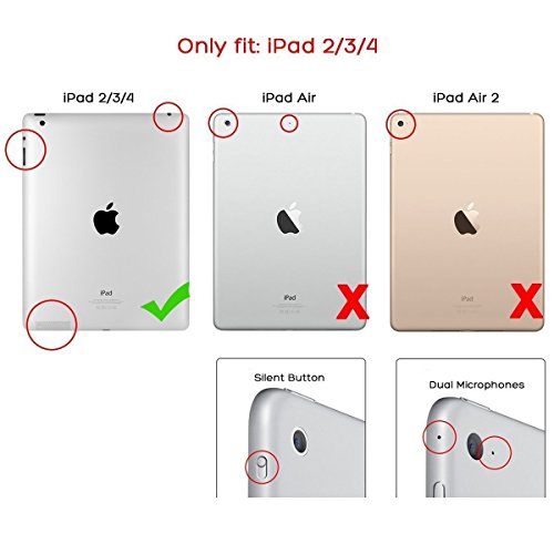 iPad 2 3 4 Hülle, ULAK iPad 2 Hülle 360 Grad Rotierend Stand Smart Cover Case Schutzhülle Tasche Etui mit Auto Schlaf / Wach Funktion für Apple iPad 2 3 4 (Welle-Blau/Schwarz) - 2