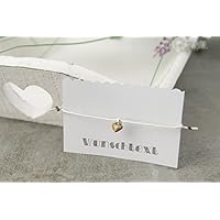 Armband Herz-Anhänger, Farbe Bronze - Hochzeit / Junggesellinnenabschied / Team Braut, personalisierte Karte, diverse Farben