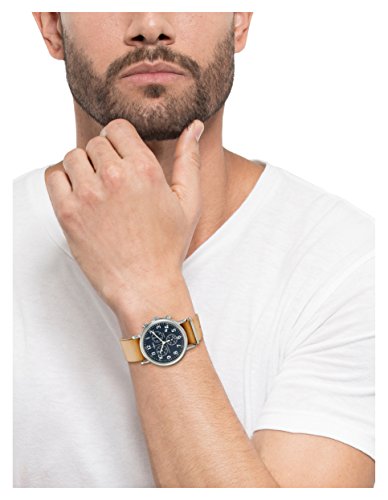 Timex Unisex TW2P62300 Weekender Chrono Oversize Tan Leather NATO Slip-Thru Strap Watch