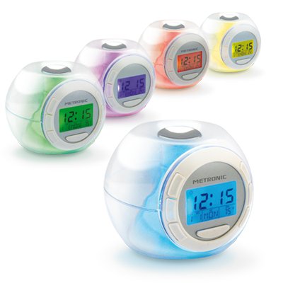 Metronic 477007 Réveil Lumineux 7 couleurs et 6 mélodies Nature - Transparent