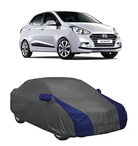 NEXTON Presents Semi-Waterproof Heavy Duty Car Body Cover Compatible with Hyundai Xcent All Variants, Grey & Blue Colour with Mirror Pocket