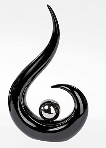 Modern decorative sculpture made of ceramic in black / silver height 25 cm