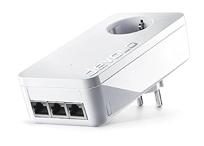 Devolo Adaptateur Powerline devolo dLAN 1200 triple+, Internet 1 200 Mbps via la prise électrique, 3 ports Gigabit, 1 adaptateur Powerlan, prise de courant intégrée, adaptateur réseau PLC, blanc