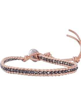 KELITCH Leder Armband Gold/Versilbert Kupfer Facettiert Partikel Perlen Dünn Seil Freundschaftsarmbänder