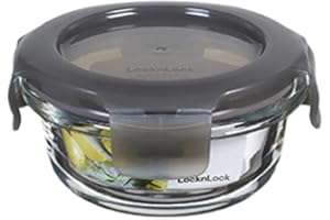 LocknLock OVEN GLASS pojemniki na żywność ze szkła z pokrywką, okrągłe, 130 ml, Ø 100 x 50 mm, do lodówki, zamrażarki i zmywarki, szkło borokrzemowe, można używać w piekarniku do 400°C, naczynia do