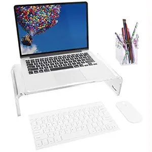 Narayan LNT Acrylic Monitor Stand Monitor Riser Computer Stand Keyboard Storage Support Laptop Riser, Printer, TV Screen Stand, Free Pencil Holder(Small)