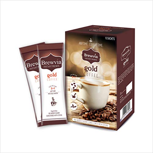 Brewvia Instant Premix Coffee Powder - Instant Coffee Sachets with Stevia 10 Sachets RS.149 (38.00% Off) - Amazon Brewvia Instant Premix Coffee Powder - Instant Coffee Sachets with Stevia 10 Sachets RS.149 (38.00% Off) - Amazon