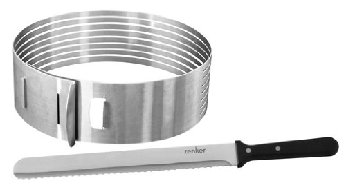 Zenker 7704 Tortenboden-Schneidhilfe mit Konditor-/Glasurmesser, patisserie